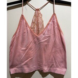 SO~ V-Neck Spaghetti Strap Crop Top, Lace Back ~ Size Medium